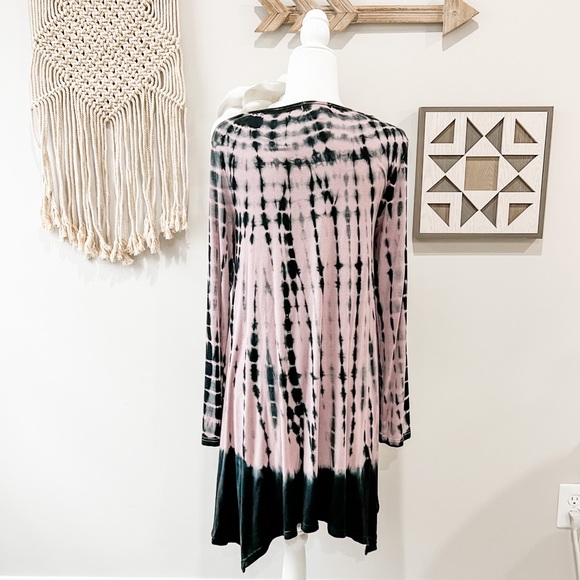 YA Los Angeles Purple and Black Tie Dye Long Sleeve Jersey Dress Size Medium - Picture 2 of 9